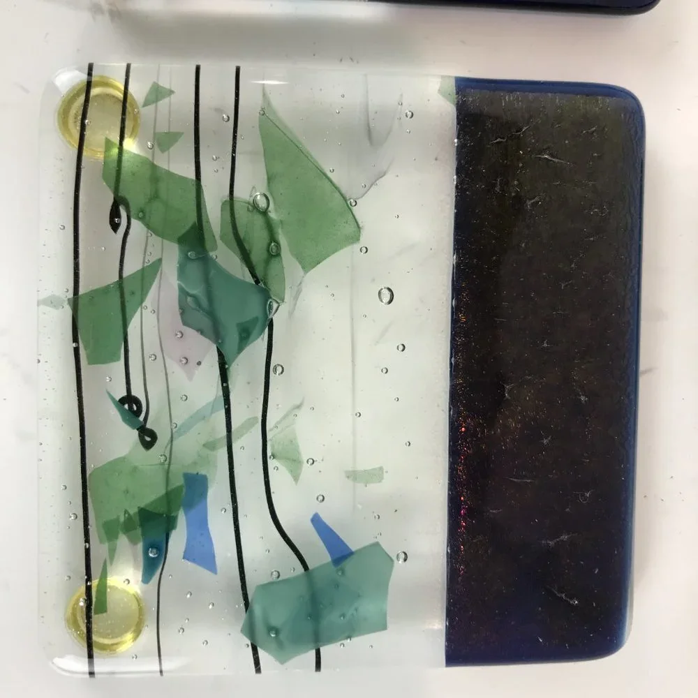 MCM Signed Art Glass Coasters
